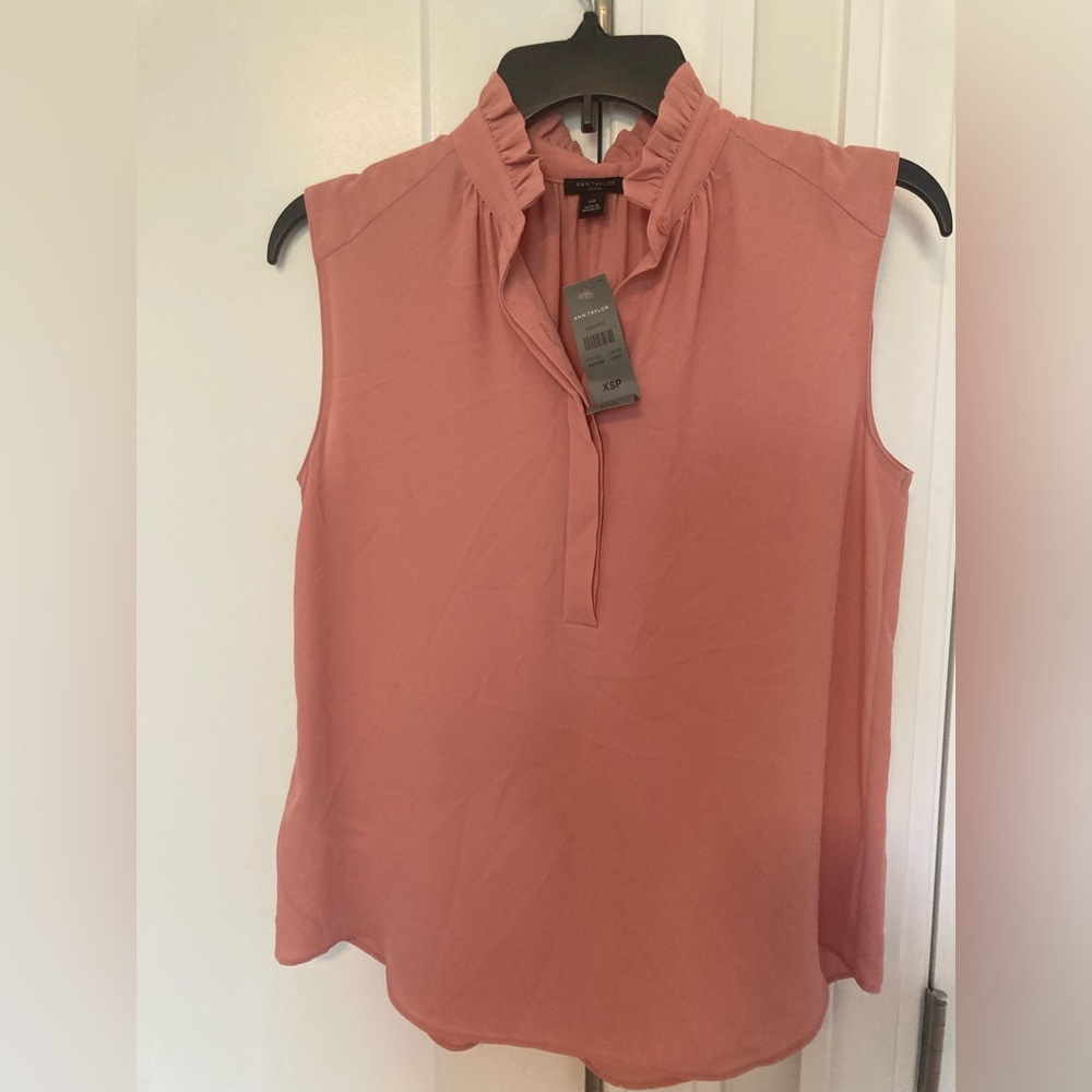 NWT - Ann Taylor - Dusty Rose Pink Sleeveless Blouse, Size XSP